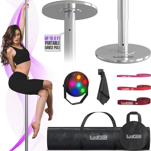 Spinning Dance Pole 45mm Chrome for Home, Adjustable & Portable, 7-11 ft