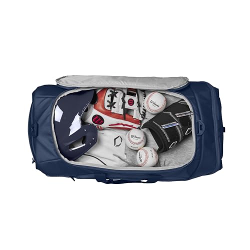 EvoShield Tone Set Player's Duffle Bag Navy - Large Travel Sports Bag with Shoe & Valuables Pockets