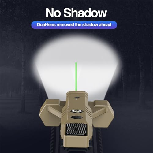 Flat Dark Earth Tactical Flashlight with Green Laser Combo 1450 Lumens