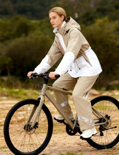 Women’s Waterproof Rain Suit Hooded Rain Jacket and Pants - Medium Khaki