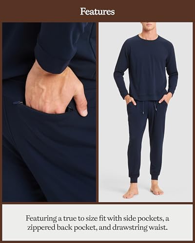 Men's Ultra Soft Jogger Pants with Zippered Back Pocket - Large Black
