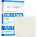 Simpurity 4x4 Inch Bovine Collagen Wound Dressing Pads - Pack of 5
