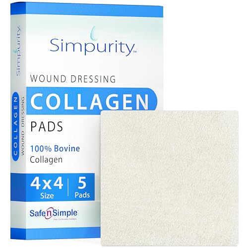Simpurity 4x4 Inch Bovine Collagen Wound Dressing Pads - Pack of 5