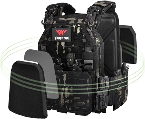 BOMTURN Black Tactical Vest for Men with Quick Release & Laser-Cutting MOLLE System