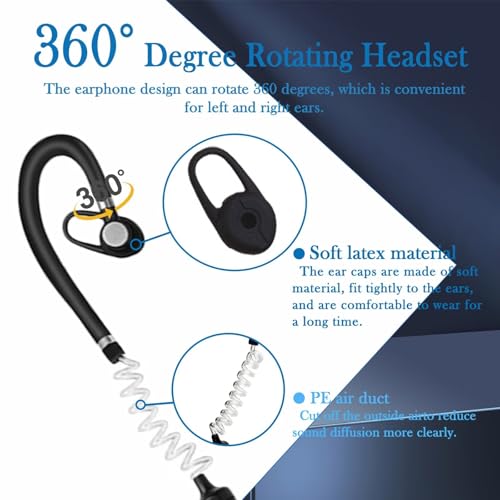 Mini Walkie Talkies with Headsets 2-Way Radios - Black 3 Pack