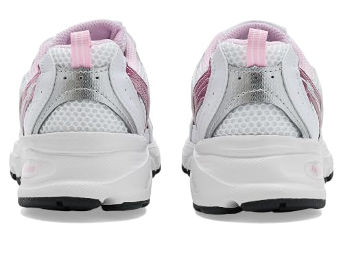 New Balance Boys' White/Pink Sugar Sneakers - Big Kid 5 Running Shoes