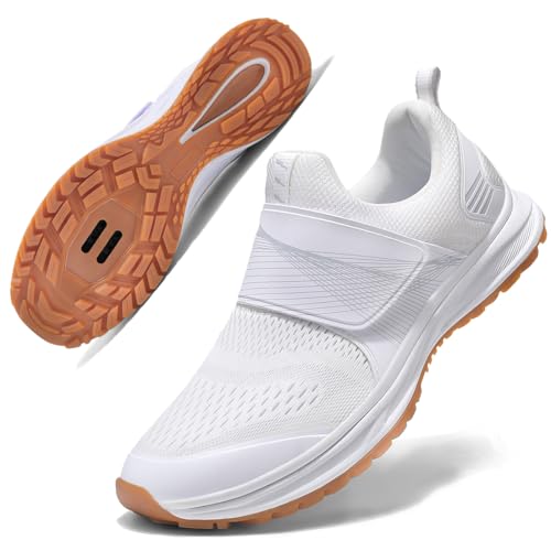 Women's Indoor Cycling Shoes - Breathable High-Performance Bike Shoes 8.5 White SPD Compatible