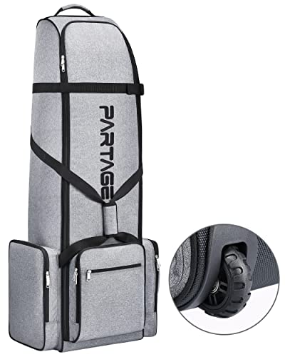 Partage Gray Golf Travel Bag with Wheels - Heavy Duty 600D Oxford Case