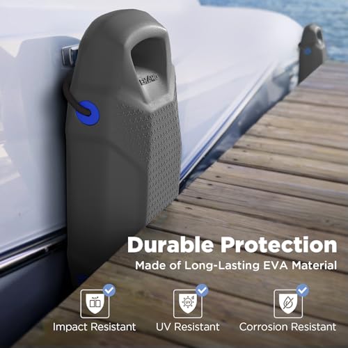 Ehaho 22-Inch EVA Boat Fenders - Gray, Double-Handle Dock Bumpers for Safe Mooring
