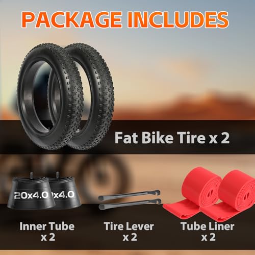20x4 Fat Bike Tire - All-Terrain High-Performance Replacement for MTB & E-Bikes with 2 Tubes - Variation: 20*4.0 / Qty 2 Tires+2 Tubes
