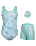 Girls Gymnastics Leotard with Sparkle Ballet Dance Active Unitard - Mint Green / 9-10 Years