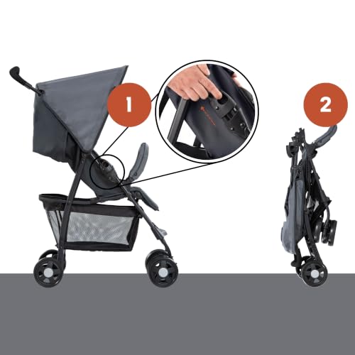 Lightweight Foldable Baby Stroller with Sun Canopy - Charcoal/Stone