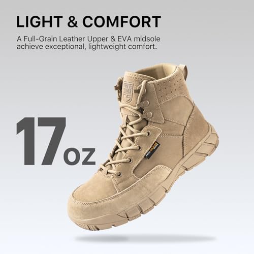 Men's Waterproof Work & Hiking Boots Tan 10.5 - Durable Tactical Suede Leather