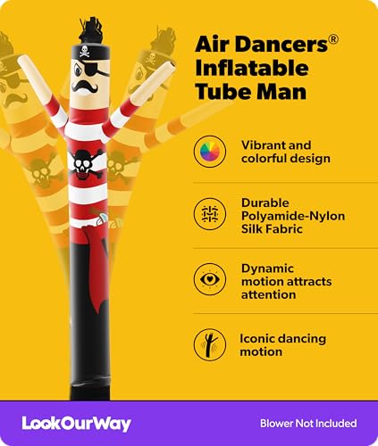 Pirate Themed 10ft Inflatable Tube Man - Wacky Waving Air Dancer for Business Promotion - Blower Not Included