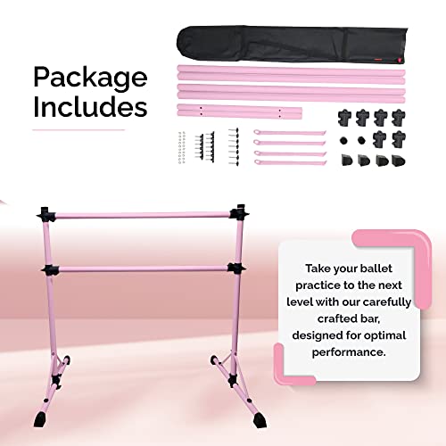 Pink Steel 4 Ft Ballet Barre for Home & Gym - Adjustable & Portable with Carry Bag