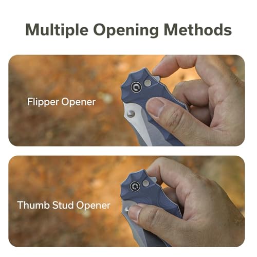 CIVIVI Natterjack Pocket Knife Blue Handle 3.19" 14C28N Blade, Reversible Deep-Carry Clip