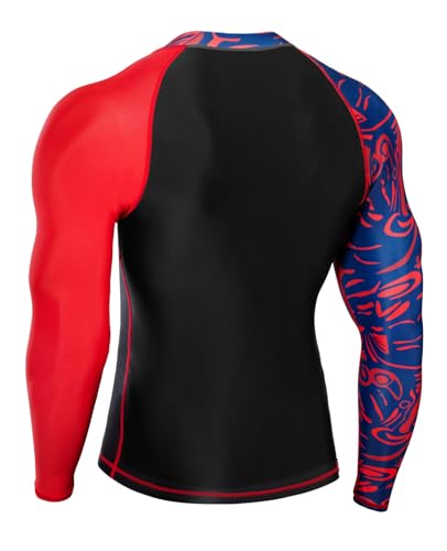 X-Large Men's UPF 50+ Long Sleeve Rash Guard Compression Athletic Shirt