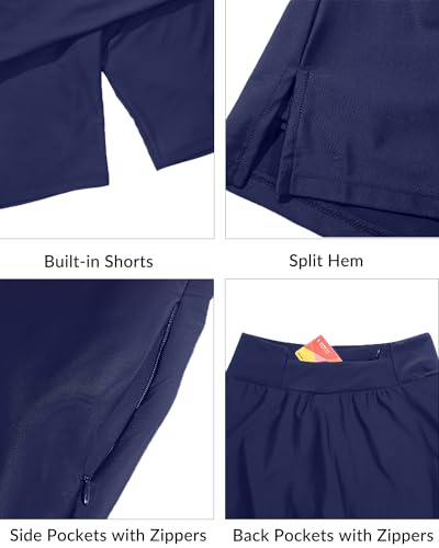 High Waisted Swim Skirt Women Bathing Suit Bottoms Navy Blue Large - Pinup Fashion