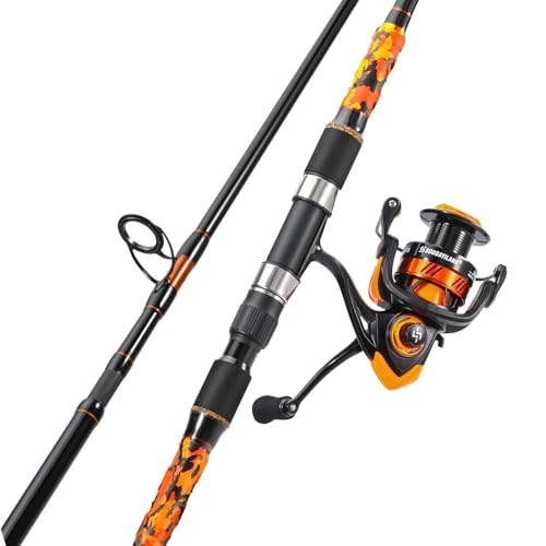 Sougayilang 10ft Orange Surf Fishing Rod Combo 3-Piece Medium/Heavy with 4000/5000 Reel