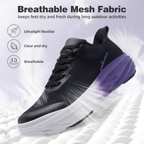 OrthoComfoot Women's Wide Orthopedic Diabetic Running Shoes 8.5K6 Black Purple