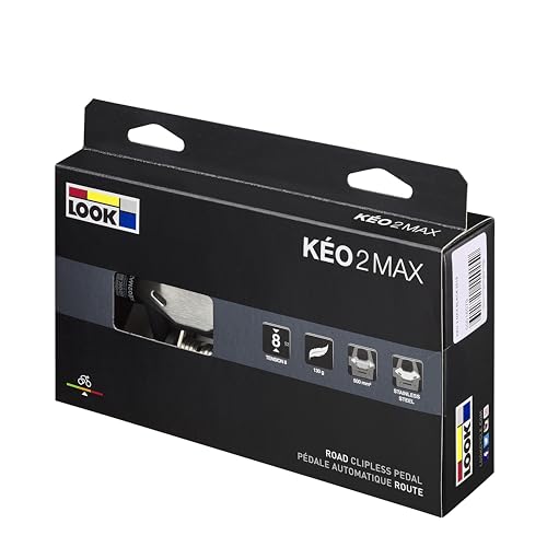 LOOK Cycle KEO 2 Max Black Road Bicycle Pedals - Large 500mm² Contact Area, Clipless, Lightweight, Adjustable Tension