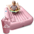 Pink Toddler Travel Bed with Safety Bumpers & Built-in Pump - Portable Kids Mattress