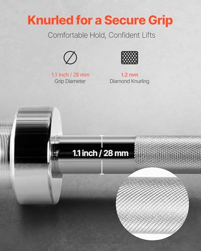 VEVOR 4FT Chrome Barbell Barbell Bar 2-Inch Plates 500lbs Capacity for Strength Training