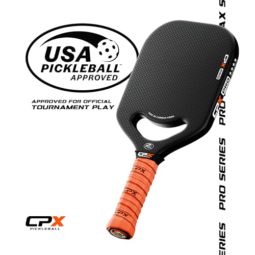 CPX Pro Carbon Fiber Pickleball Paddle - Professional Grade, Matte Finish, Honeycomb Core, Tennis Style Grip - Edgeless Paddle Designed in Chicago, USA (Black, Pro)