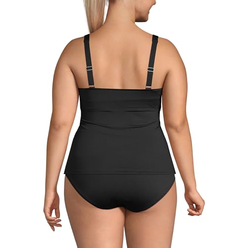 Lands' End Women's Chlorine Resistant Underwire Wrap Tankini Top - 20 Plus Black