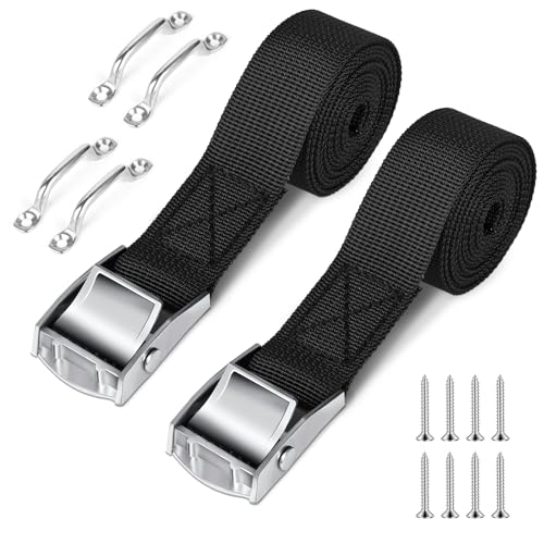 78 Inch Battery Tie Down Strap Kit with Cam Buckle and Stainless Steel Mounts - 2 Sets