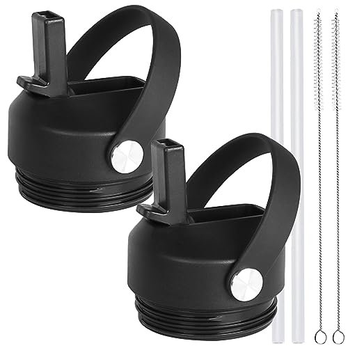 Black Straw Lid for Yeti Rambler Water Bottles 18oz-64oz Replacement Cap with Straw & Brush