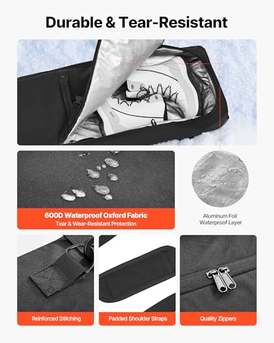VEVOR 175cm Waterproof Snowboard Bag with Wheels & Padded Straps
