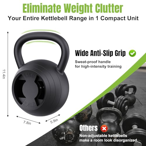 Hezeyferg Black 2-in-1 Adjustable Kettlebell for Home Gym & Strength Training