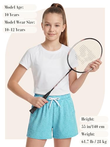 Girls Athletic Shorts 5 Pack - Dry-Fit Kids Soccer & Basketball Shorts
