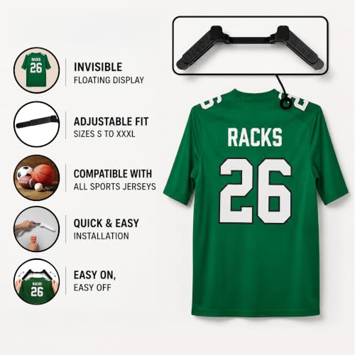 Jersey Racks 2-Pack Black Wall Mount Display Hangers - Damage-Free Jersey Holder