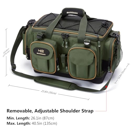 BASSDASH Fishing Tackle Shoulder Bag Army Green Water-Resistant Gear Storage Pack