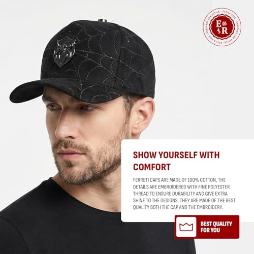 Ferreti FT154 Black Spider Snapback Cap - Unisex Urban Streetwear Hat
