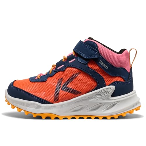 KEEN Kids Zionic Mid Height Waterproof Hiking Boots - Naval Academy/Nasturtium, Big Kid