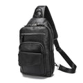 LANNSYNE Black Leather Crossbody Bag for 12.9 Inch iPad - Casual Sling for Men