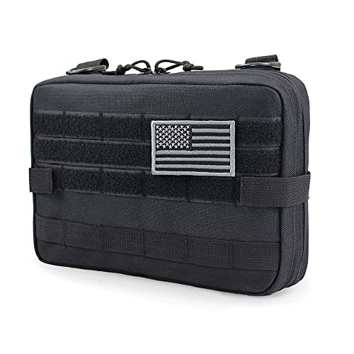 WYNEX Tactical Molle Pouch with Transparent Map Sleeve - Black Upgraded