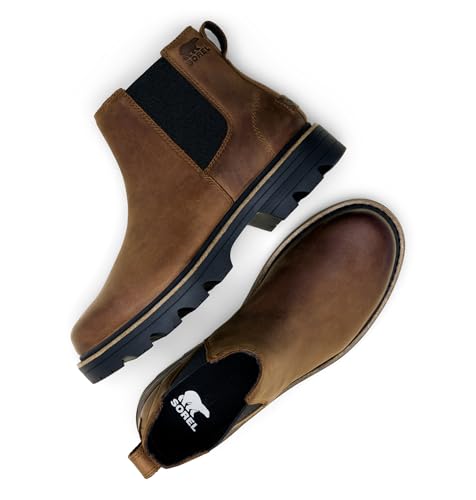 Waterproof Chelsea Boots for Men - Rugged Leather Slip-On Footwear, 7.5 Size - Tobacco & Black