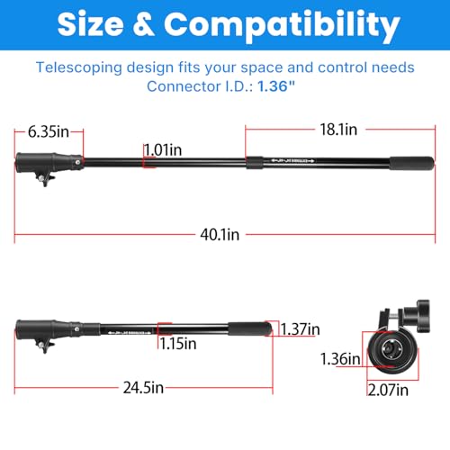Telescoping Trolling Motor Extension Handle 24-40 Inch Adjustable Marine Control