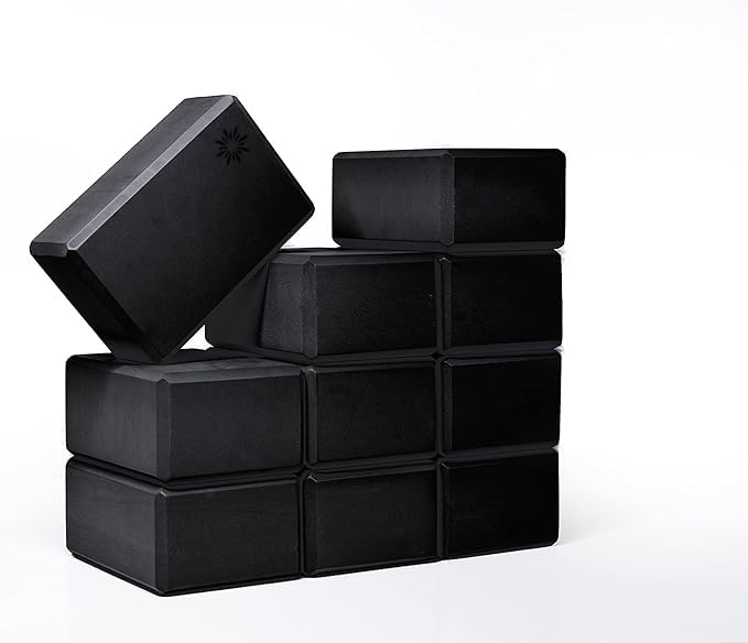 Black 4in Foam Yoga Blocks Bulk 10 Pack for Support & Flexibility