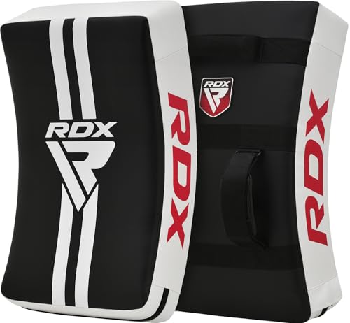 RDX White Muay Thai Kick Shield - Curved Heavy Striking Body Pad for MMA Boxing Training