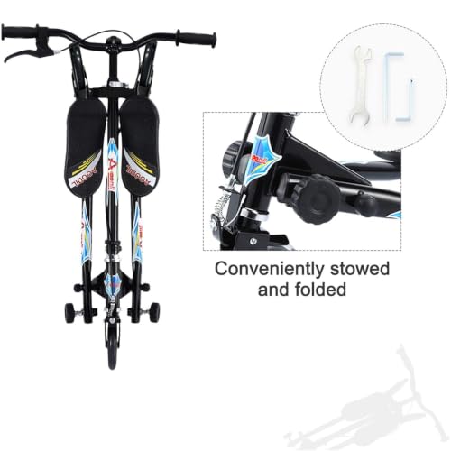 AODI Kids Foldable 3-Wheel Swing Scooter with LED Wheels & Adjustable Handlebar - Black