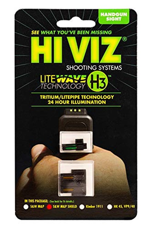HIVIZ® Litewave H3 Sight Tritium LitePipe Day/Night for Shield Models in 9mm, Green/Orange litepipes w/White Front Ring, One Size (MPSN421)