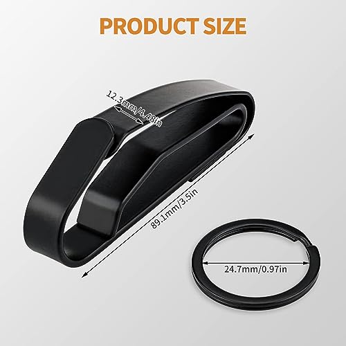 Black Duty Belt Key Holder with 4 Keyrings - Stainless Steel Belt Loop Clip for Law Enforcement