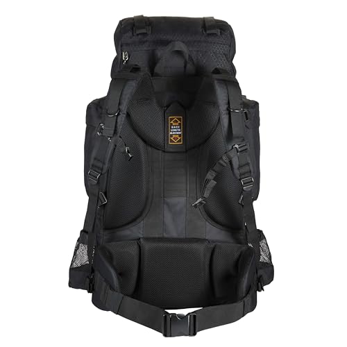 Amazon Basics 75L Internal Frame Hiking Backpack with Rainfly - Black