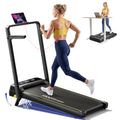 YPOO Foldable Walking Pad Incline with Handle Bar - Dark Black, 16% Incline, Quiet Treadmill for Home Exercise
