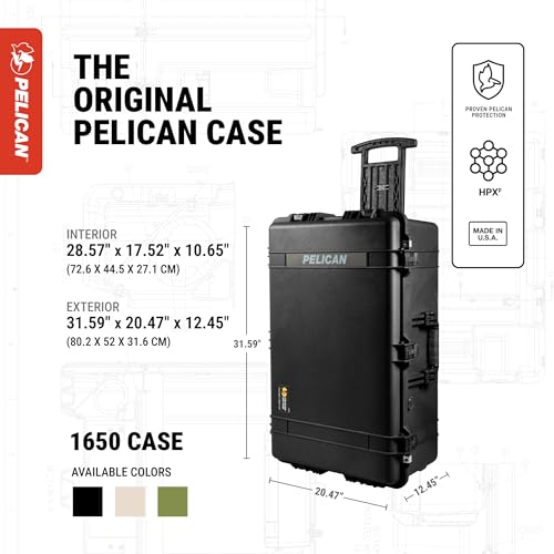 Pelican 1650 Waterproof Case with Foam Insert - Black, With Foam